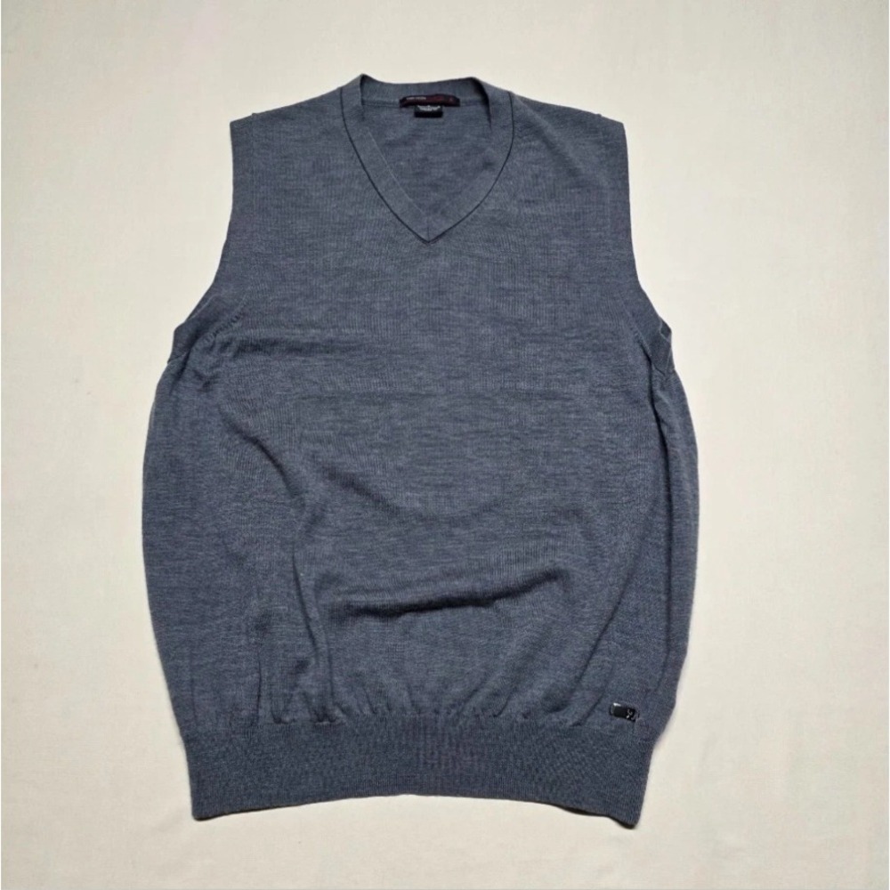 Nike Tiger Woods Collection Men Gray V-Neck Knit Sweater Vest Size Large Stretch